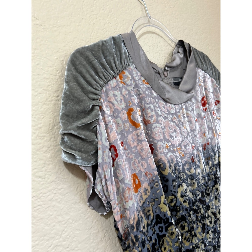 Etro Italy Silk Blend Burnout Velvet Animal Print Sheath Dress Gray Size 46 - Picture 7 of 8